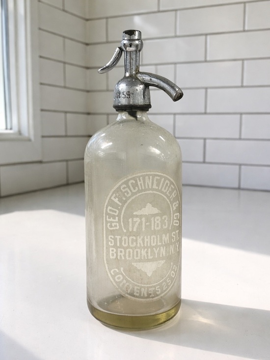 Vintage Brooklyn Seltzer Siphon Bottle Geo F Schneider Continental Soda NY